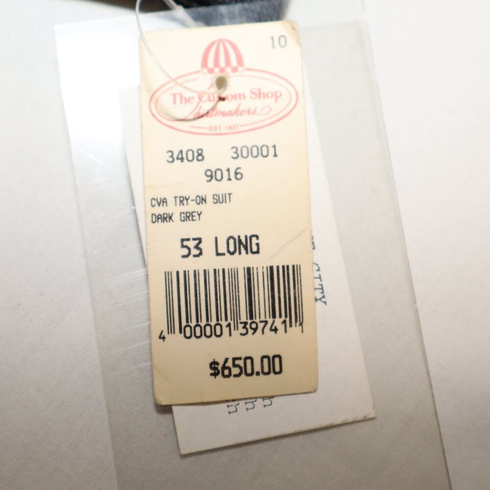 The Custom Shop Mens Wool Dark Gray Suit Jacket and Pants Size 53L Long w/flaw - Picture 8 of 15